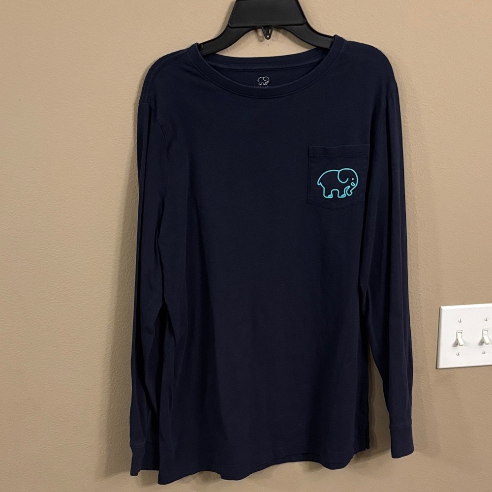 Womens Ivory Ella Size Medium Navy Long Sleeve Pocket Tee